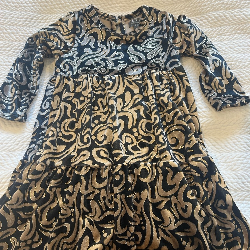 A.T.U.N Velour Toddler Dress, Size 3-4.